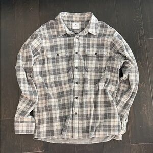 7 Diamonds Gray and White Plaid Shirt